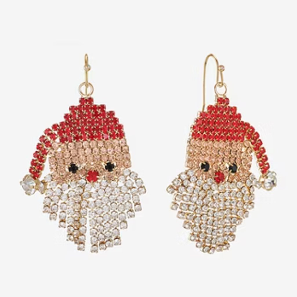 Santa Dangle Crystal Dangle Earrings, Nwt